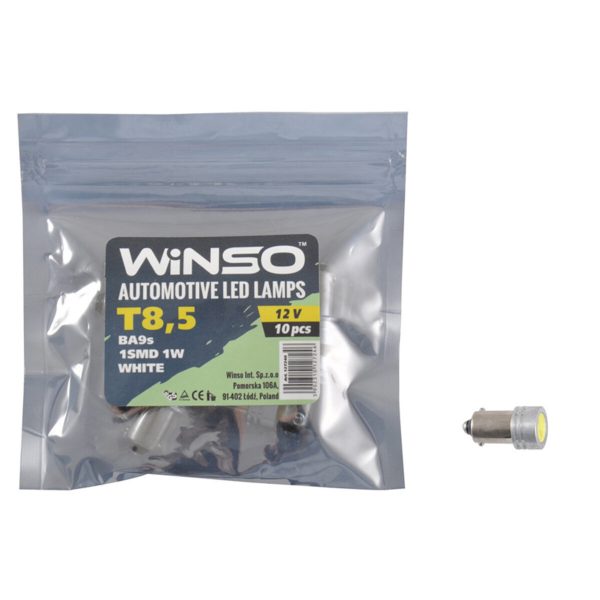 LED автолампа Winso 12V SMD T8.5 BA9s, 10шт