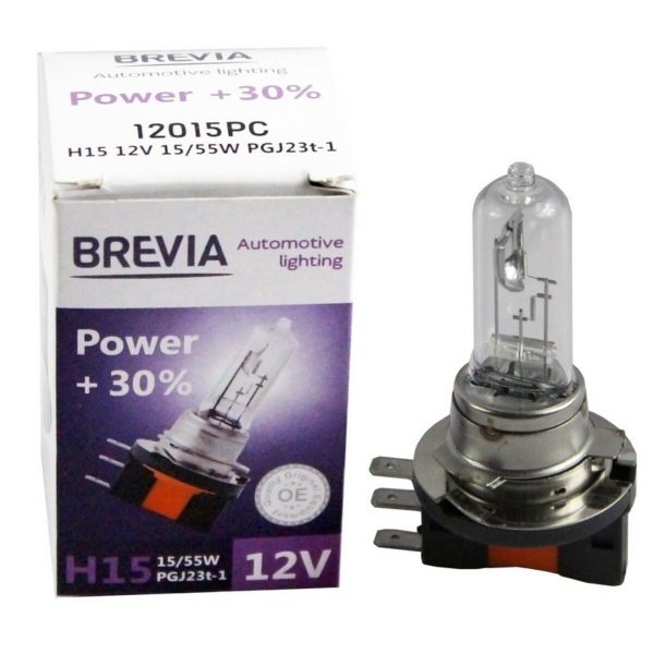 Галогенова лампа Brevia H15 12V 15/55W PGJ23t-1 Power +30% CP