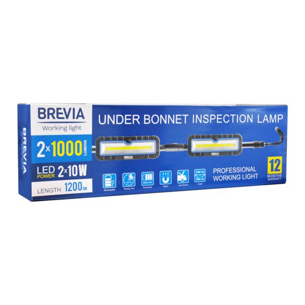 Професійна інспекційна лампа Brevia LED 120-190см 2x10W COB 2x1000lm 2x4000mAh Power Bank, type-C - Зображення 6