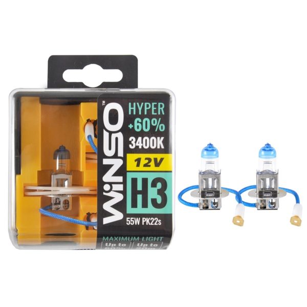 Галогенова лампа Winso H3 12V 55W PK22s SET HYPER +60%