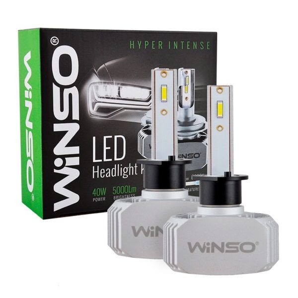 Автолампа Winso LED H1 12/24V 40Вт 5000Лм 6000K P14.5s, CSP Chip 2шт