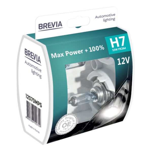 Галогенова лампа Brevia H7 12V 55W PX26d Max Power +100% S2