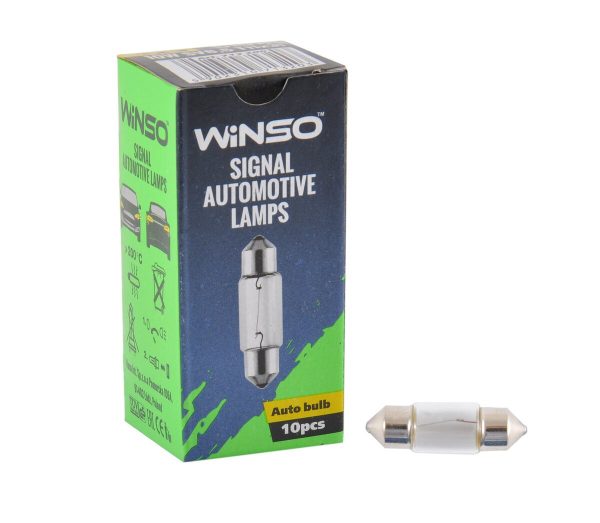 Лампа розжарювання Winso 12V C10W 10W SV8.5 T11x31, 10шт