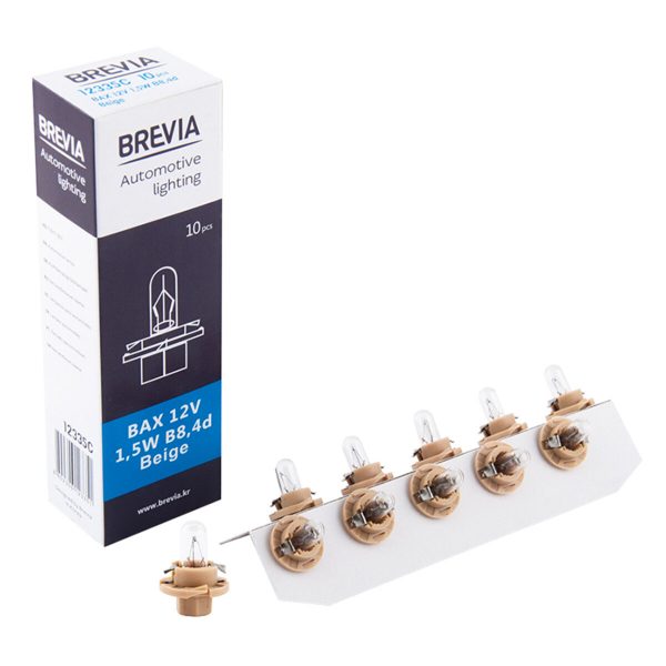 Лампа розжарювання Brevia BAX 12V 1,5W B8,4d Beige CP, 10шт