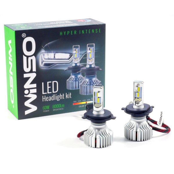 LED автолампа Winso H4 12/24V 60W 8000Lm 6500К ZES Chip, 2шт