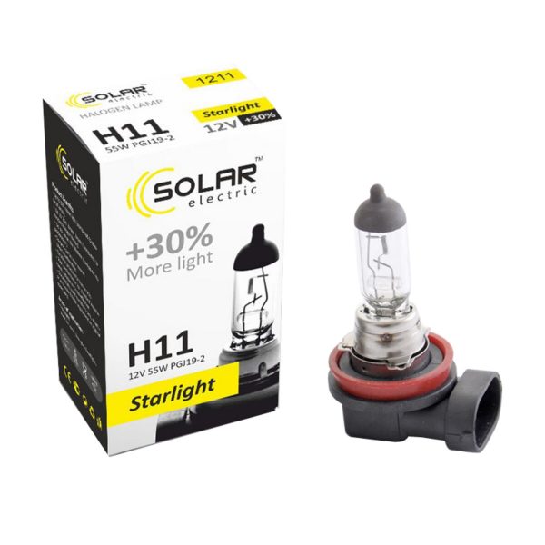 Галогенова лампа Solar H11 12V 55W Starlight +30%