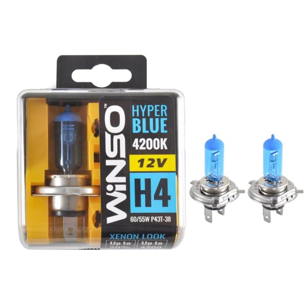 Галогенова лампа Winso H4 12V 60/55W P43t-38 SET HYPER BLUE 4200K