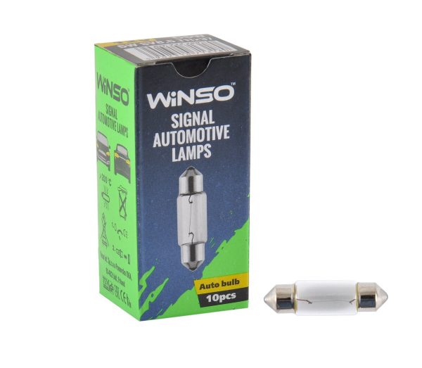 Лампа розжарювання Winso 12V C5W 5W SV8.5 T11x37, 10шт