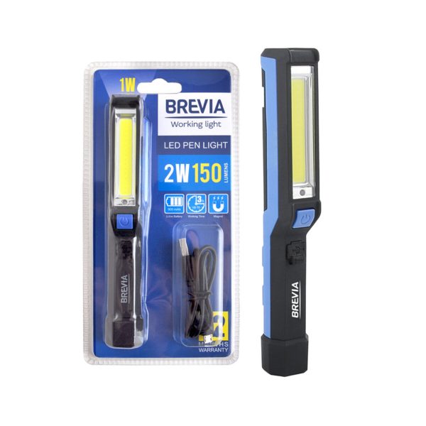 Ліхтар інспекційний Brevia LED Pen Light 2W COB+1W LED 150lm 900mAh microUSB