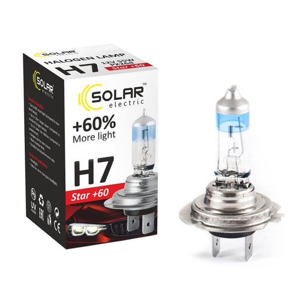 Галогенова лампа Solar H7 12V 55W PX26d Starlight +60%, SET