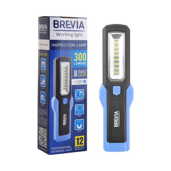 Ліхтар інспекційний Brevia LED 8SMD+1W LED 300lm, 3xAA