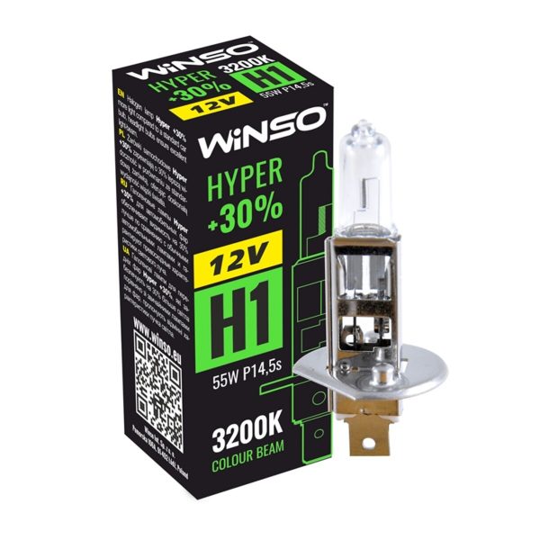 Галогенова лампа Winso H1 12V 55W P14.5s HYPER +30% - Зображення 2