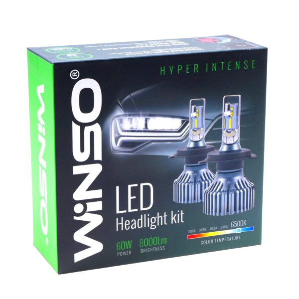 LED автолампа Winso H4 12/24V 60W 8000Lm 6500К ZES Chip, 2шт - Зображення 2