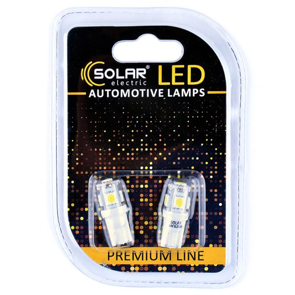 LED автолампа Solar 24V T10 W2.1x9.5d 5SMD white, 2шт