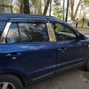 Молдинг дверних стійок (6 шт, нерж.) Hyundai Santa Fe 2 2006-2012рр.