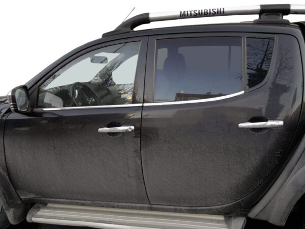 Окантовка вікон (4 шт., нерж.) Carmos - Турецька сталь Mitsubishi L200 2006-2015 рр.
