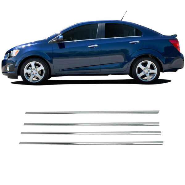 Нижні молдинги стекол (нерж) Hatchback, OmsaLine - Італійська нержавійка Chevrolet Aveo T300 2011↗ рр.