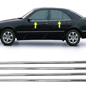 Нижня окантовка стекол (4 шт, нерж) Carmos - Турецька таль Mercedes E-сlass W210 1995-2002 рр.