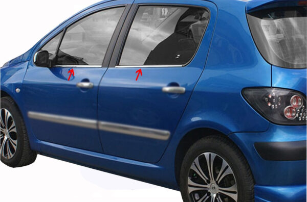 Зовнішня окантовка стекол (4 шт, нерж) Peugeot 307