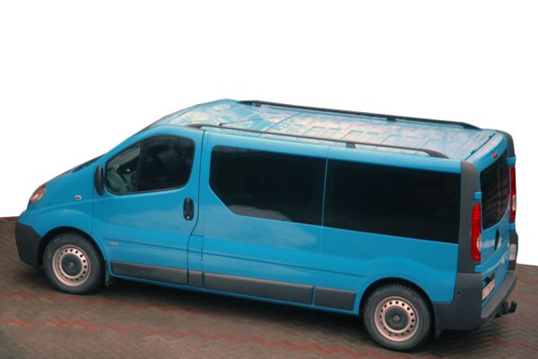 Рейлінги Чорні Довга база, Метал. ніжки на Nissan Primastar 2002-2014рр.