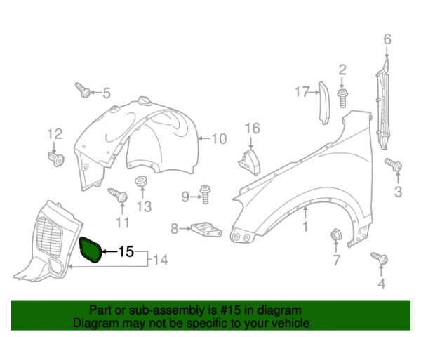 Заглушка підкрилка Volkswagen Touareg 2010-2018 права - Зображення 2