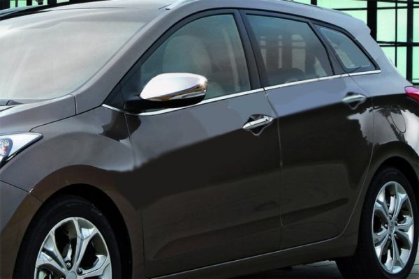Накладки на дзеркала Hyundai Accent Solaris 2011-2017 з вирізом під поворот (2 шт. нерж)